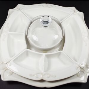 Princess House White Divided Serving Tray